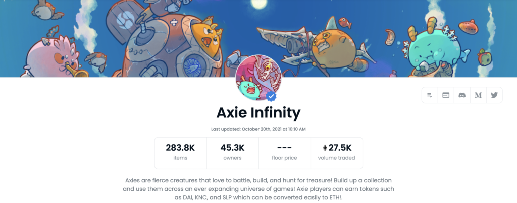 Axie infinityの取引量
