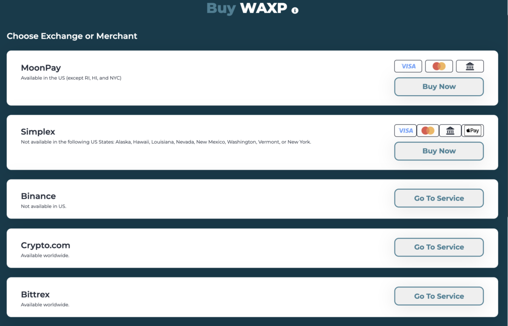 WAX cloud walletの入金方法