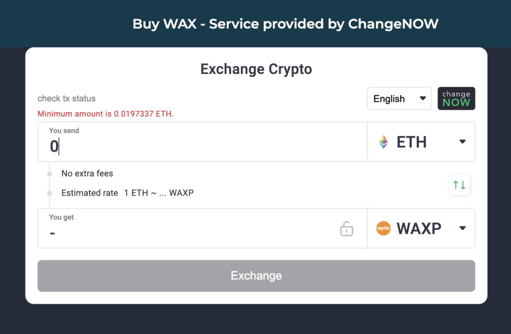 WAX cloud walletの入金方法